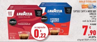 Conad CAPSULE CAFFÈ A MODO MIO LAVAZZA 270 g offerta