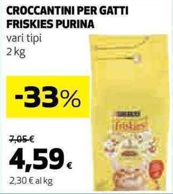 Coop CROCCANTINI PER GATTI FRISKIES PURINA vari tipi 2 kg offerta