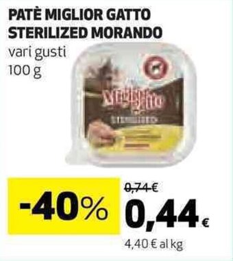 Coop PATÈ MIGLIOR GATTO STERILIZED MORANDO vari gusti 100 g offerta