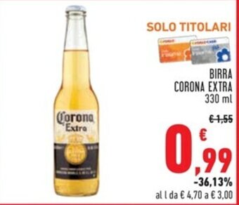 Conad BIRRA CORONA EXTRA 330 ml offerta