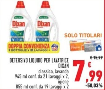 Conad DETERSIVO LIQUIDO PER LAVATRICE DIXAN 945 ml/855 ml offerta
