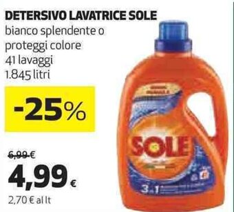 Coop DETERSIVO LAVATRICE SOLE 41 lavaggi 1.845 litri offerta