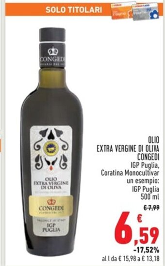 Conad OLIO EXTRA VERGINE DI OLIVA CONGEDI 500 ml offerta