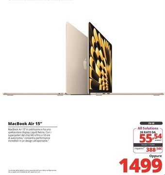 Apple macbook air 15 m2 8-core cpu 10-core gpu 256gb argento