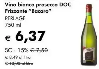 NaturaSì Perlage Vino Bianco Prosecco Doc Frizzante offerta
