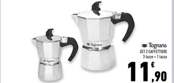 Conad Superstore Tognana set 2 caffettiere 3 tazze + 1 tazza offerta