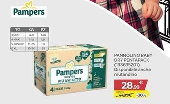 Bimbo Store Pampers pannolino baby dry pentapack offerta