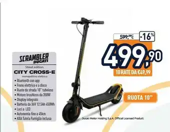 Unieuro Ducati City Cross-E 25 Km/h Nero, Giallo offerta