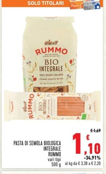 Conad PASTA DI SEMOLA BIOLOGICA INTEGRALE RUMMO 500 g offerta