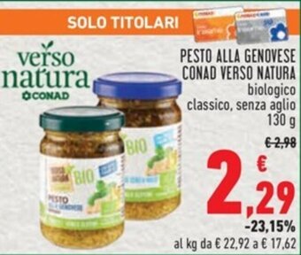 Conad PESTO ALLA GENOVESE CONAD VERSO NATURA 130 g offerta