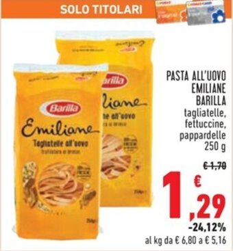 Conad PASTA ALL'UOVO EMILIANE BARILLA 250 g offerta