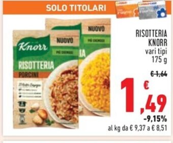Conad RISOTTERIA KNORR vari tipi 175 g offerta