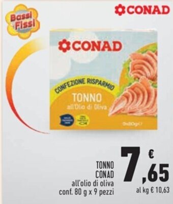 Conad TONNO CONAD conf. 80 g x 9 pezzi offerta