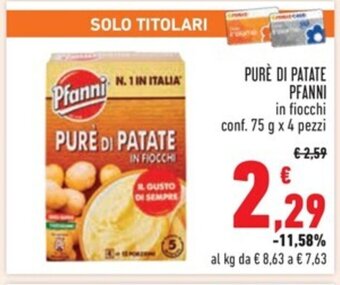 Conad PURÈ DI PATATE PFANNI conf. 75 g x 4 pezzi offerta