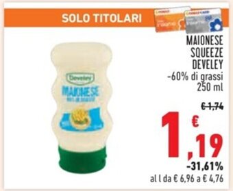 Conad MAIONESE SQUEEZE DEVELEY 250 ml offerta