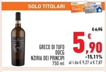 Conad GRECO DI TUFO DOCG NZIRIA DEI PRINCIPI 750 ml offerta