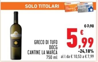 Conad GRECO DI TUFO DOCG CANTINE LA MARCA 750 ml offerta