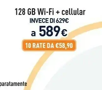 Unieuro IPad 8th Gen 128 Gb Wi-Fi + Cellular offerta
