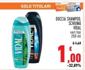 Conad DOCCIA SHAMPOO, SCHIUMA VIDAL vari tipi 250 ml offerta