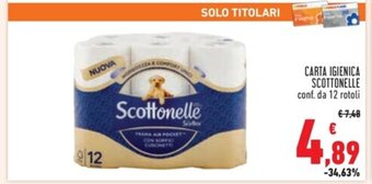 Conad CARTA IGIENICA SCOTTONELLE conf. da 12 rotoli offerta