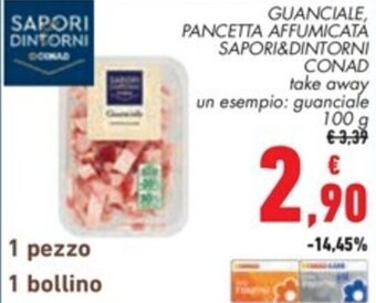 Conad GUANCIALE, PANCETTA AFFUMICATA SAPORI&DINTORNI CONAD 100 g offerta