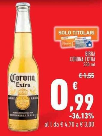 Conad BIRRA CORONA EXTRA 330 ml offerta