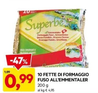 DPiù 10 FETTE DI FORMAGGIO FUSO ALL'EMMENTALER 200 g offerta
