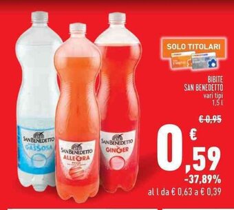 Conad BIBITE SAN BENEDETTO vari tipi 1,5 l offerta