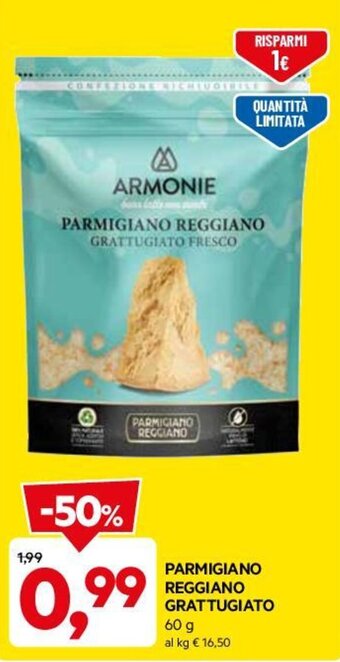 DPiù PARMIGIANO REGGIANO GRATTUGIATO 60 g offerta