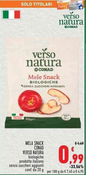 Conad MELA SNACK CONAD VERSO NATURA 20 g offerta