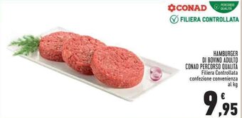 Conad HAMBURGER DI BOVINO ADULTO CONAD PERCORSO QUALITÀ offerta