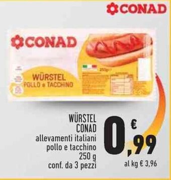 Conad WÜRSTEL CONAD 250 g offerta