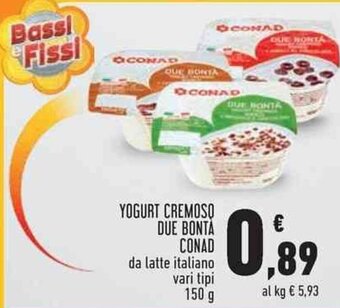 Conad YOGURT CREMOSO DUE BONTA CONAD 150 g offerta
