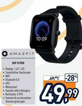 Unieuro Amazfit Bip U Pro 3,63 Cm (1.43") IPS Nero GPS (satellitare) offerta