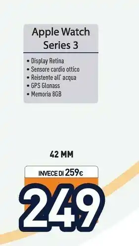 Unieuro Apple Watch Series 3 OLED 42 Mm Oro GPS (satellitare) offerta
