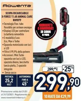 Unieuro Rowenta X-Force RH9879 XFORCE FLEX 11.60 Animal Care, Scopa Ricaricabile, Aspirapolvere Con Tubo Flessibile Per Raggiungere O offerta