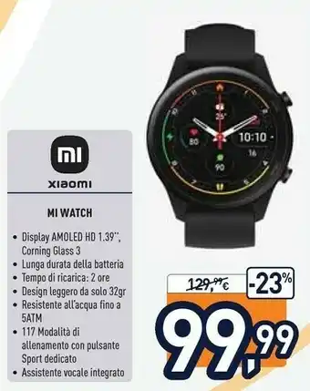 Unieuro Xiaomi Mi Watch Orologio Sportivo Touch Screen Bluetooth 454 X 454 Pixel Blu offerta