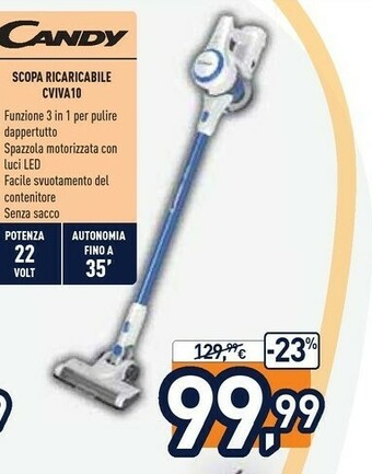 Unieuro Candy CVIVA10 011 Senza Sacchetto 0,7 L Bianco offerta