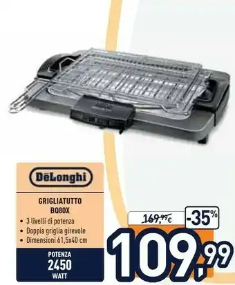 Unieuro Delonghi Grigliatutto BQ80X offerta