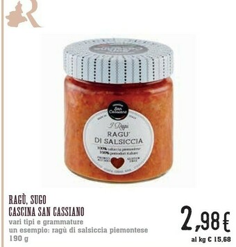 Conad Superstore Cascina san cassiano Ragu Di Salsiccia Piemontese 190g offerta