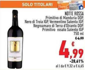 Conad NOTTE ROSSA Primitivo di Manduria DOP 750 ml offerta