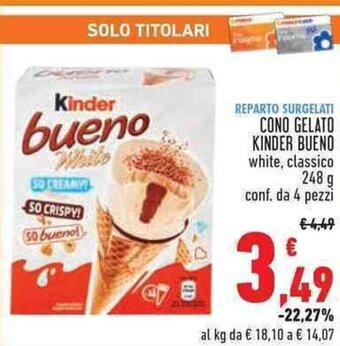 Conad CONO GELATO KINDER BUENO 248 g offerta
