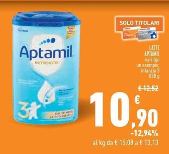 Conad LATTE APTAMIL vari tipi 830 g offerta