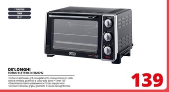 Comet De longhi forno elettrico eo20792 offerta