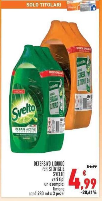 Conad DETERSIVO LIQUIDO PER STOVIGLIE SVELTO conf. 980 ml x 3 pezzi offerta