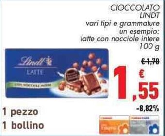 Conad CIOCCOLATO LINDT 100 g offerta