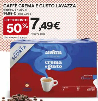 Ipercoop CAFFÈ CREMA E GUSTO LAVAZZA 6 x 250 g offerta