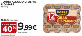Ipercoop TONNO ALL'OLIO DI OLIVA RIO MARE 12 X 80 G offerta