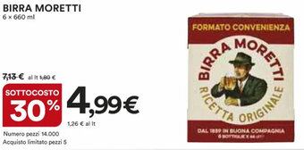 Ipercoop BIRRA MORETTI 6 x 660 ml offerta