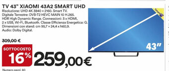 Ipercoop TV 43" XIAOMI 43A2 SMART UHD offerta